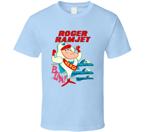 Roger Ramjet Hero Funny Cartoon Retro Tv Show Distressed T Shirt