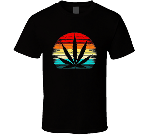 Cannabis Sunset Shiloutte Funny Weed Pothead T Shirt