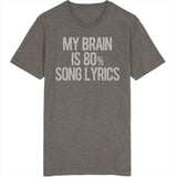 My Brain Is 80 Percent Song Lyrics Funny Music T Shirt