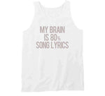 My Brain Is 80 Percent Song Lyrics Funny Music T Shirt