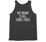 My Brain Is 80 Percent Song Lyrics Funny Music T Shirt