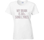 My Brain Is 80 Percent Song Lyrics Funny Music Hoodie