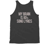 My Brain Is 80 Percent Song Lyrics Funny Music Hoodie